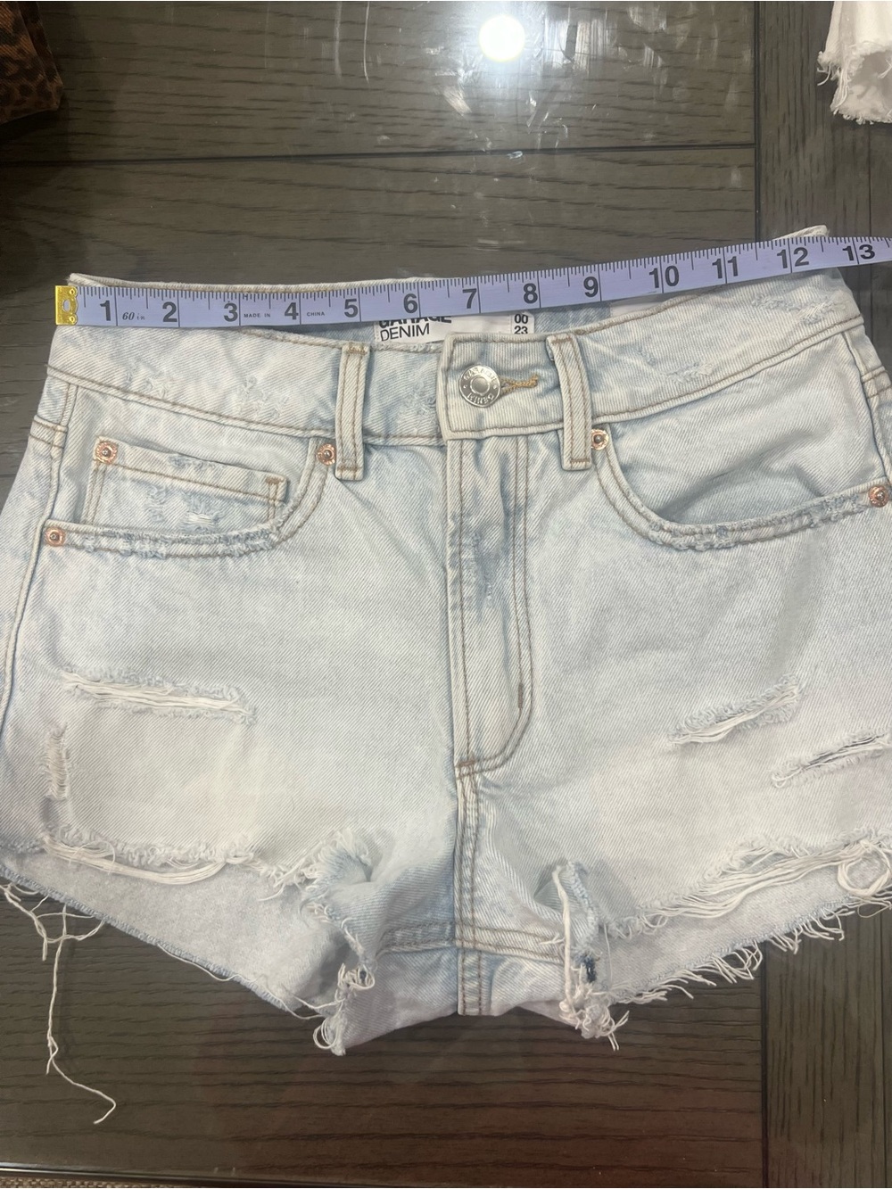Garage - Light Wash Distressed Festival Denim Shorts
